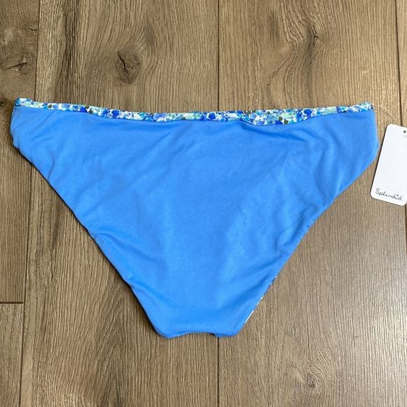 Splendid Reversible Blue Floral Print Bikini Bottoms Size Medium - Picture 5 of 8
